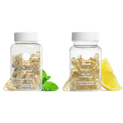 [BRSRGCTROFYRG3LX] Ritual Prenatal Multivitamin and Vegan Omega 3 Supplement - Supports Mom and Baby During Pregnancy, Brain, Heart, and Eye Health - with Folate, Choline, Omega-3 DHA and EPA - Vegan - 30 Servings