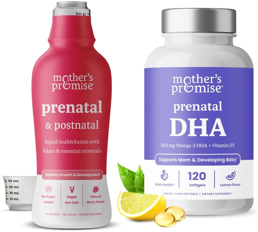[BRSRAZLQBV5AKFDZ] Mother's Promise Prenatal & Postnatal Multivitamin Liquid & Prenatal DHA for Women Bundle