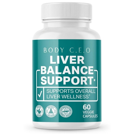[BRSREFIKCEBGEFL2] Body C.E.O. Liver Health Support - Milk Thistle, Turmeric & Artichoke Extract - Detox, Bloat Relief & Clean Energy for Metabolism, Digestion & Liver Function - 60 Veggie Capsules