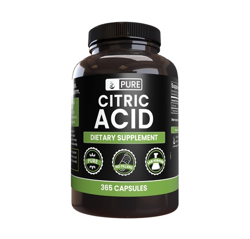 [BRSWYCANCANWG2Q2] Pure Original Ingredients Citric Acid (365 Capsules) No Magnesium Or Rice Fillers, Always Pure, Lab Verified