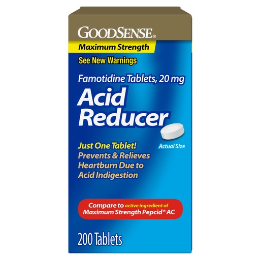 [BRSRAZD5BB6A2GQ7] GoodSense Maximum Strength Famotidine Tablets 20 mg, Acid Reducer for Heartburn Relief, 200 Count