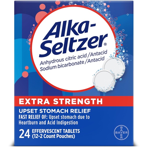 [BRSWIYTZOZ5QGF3E] Alka-Seltzer-Extra Strength Tablets, Extra-Strength Antacid & Pain Relief, Original (24 Tablets)