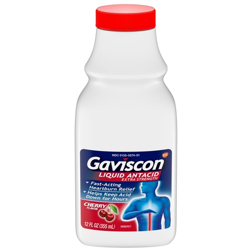 [BRSWIGI2OUIWOCLM] Gaviscon Extra Strength Cherry Liquid Antacid for Fast-Acting Heartburn Relief, 12 ounces