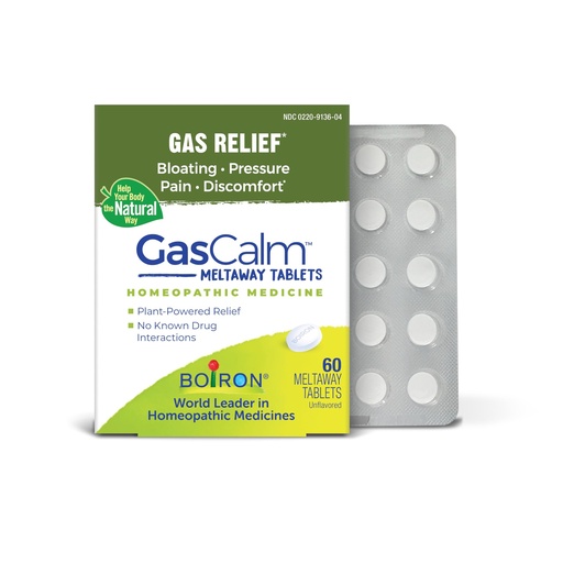 [BRSRECQLCBYGMCL6] Boiron GasCalm Tablets for Relief from Gas Pressure, Abdominal Pain, Bloating, and Discomfort - 60 Count