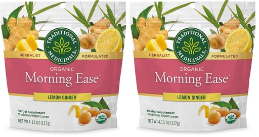 [BRSRGGQLBVYGKHTX] Traditional Medicinals Organic, Morning Ease Lozenges, Lemon Ginger Supports Pregnancy Nausea Relief & Morning Sickness Associated with Normal Pregnancy 30 Individually Wrapped Lozenges, (Pack of 2)