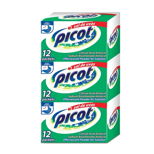 [BRSWYGIYCIMA2AYZ] Sal de Uvas Picot, Effervescentl, Powder Solution, Antacid, 3-Pack of 12 Antacid Packets, 3 Boxes