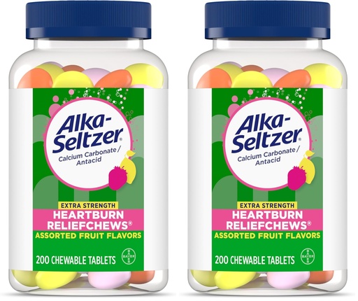 [BRSRGGQKDECG2FDJ] Alka-Seltzer Extra Strength Heartburn ReliefChews,Antacid for Fast Heartburn & Acid Indigestion Relief On the Go,200 Count,(Pack of 2)