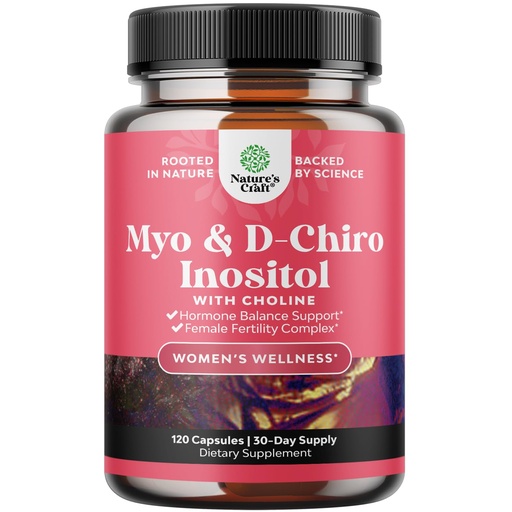 [BRSRM2Q2CR4BE2D3] Myo-Inositol & D-Chiro Inositol Capsules - Choline Inositol Supplement for Cycle and Fertility Support - Womens Hormone Balance Supplement with Myo & D-Chiro Inositol Plus Choline Bitartrate
