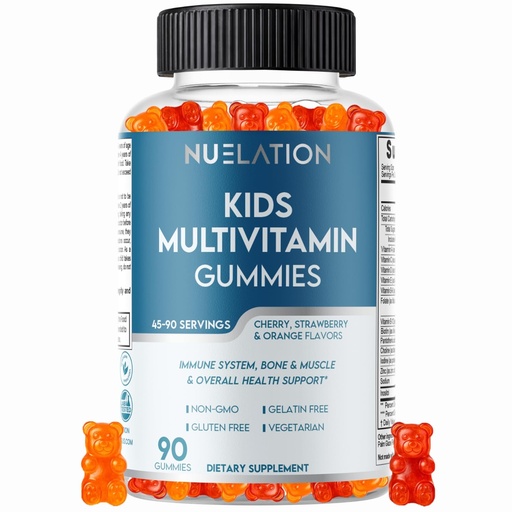 [BRSREBICC4IGODYU] Gelatin Free, Vegetarian Kids Multivitamin Gummies 45-90 Day Supply. 14 Essential Vitamins & Minerals. Kids Gummy Vitamins for Overall Wellness. Non-GMO, Gluten Free Children Vitamin