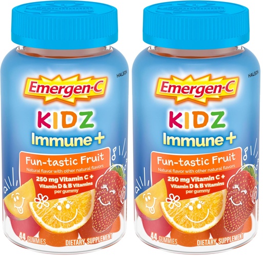 [BRSRGGQNO55WOFA3] Emergen-C Kidz Vitamin C Immune Support Gummies Fun-Tastic Fruit 44CT Includes Zinc, Manganese, B Vitamins and Vitamin D for Back to School Essentials, (Pack of 2)