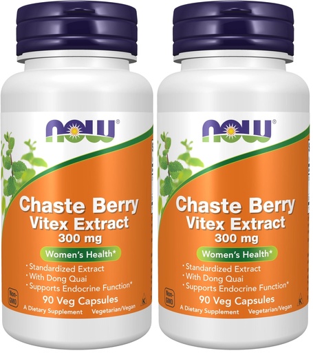 [BRSRGGQKDMAWECTP] Now Supplements, Chaste Berry Vitex Extract 300 mg with Dong Quai, Women's Health*, 90 Veg Capsules (Pack of 2)