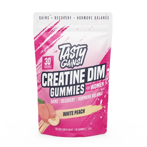[BRSREZI7AVYQIDQV] Creatine Gummies for women | 3g Creatine Monohydrate Per Serving | DIM Supplement 100 mg | Estrogen Balance for Women | Hormonal Acne, Hormone Balance, Glute Builder (90 Count, White Peach)