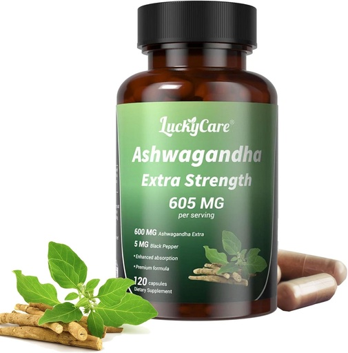 [BRSRAATRBEARS2TX] Ashwagandha Capsules 600mg – Extra Strength Root Extract with Black Pepper – Vegan, Non-GMO Supplement – Made in USA – 120 Capsules