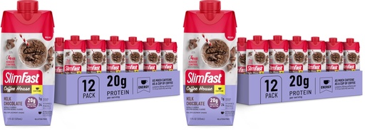 [BRSRGGQNBMPQA2T4] SlimFast Shake,NEW Milk Chocolate- 20g Protein,Meal Replacement Shake Ready to Drink,High-Protein with Low Carb and Low Sugar,24 Vitamins and Minerals,11 Fl Oz,(Pack of 24)