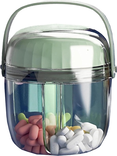 [BRSROGA3CR7GOFLP] MURRI&MURRDI Pill Organizer with 4 Compartments, Travel Pill Box Small Portable Medicine Bottle, Anti-Mixing & Wide Opening, Compact Pill Container Holder for Vitamin Fish Oil Medication (F Green)