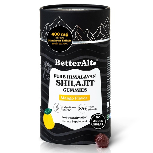 [BRSRAHAPB4HAAYAY] Better Alt Pure Himalayan Shilajit Gummies with Shilajit |High Potency Gold Grade| 60 Gummies for Energy Boost & Immune Support, 75 Percent + Fulvic Acid| Travel Friendly Mango Flavor
