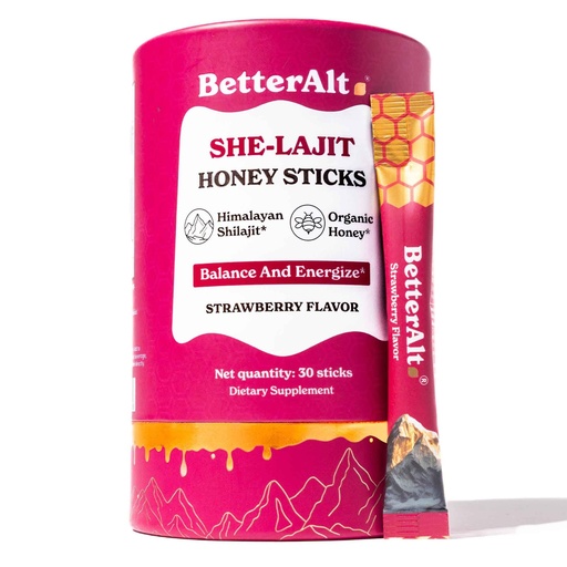 [BRSREEA3DMMAEAA7] BetterAlt SHE-Lajit Strawberry Honeysticks|Shilajit for Women with Shatavari & Saffron for hormonal Balance & Energy Boost|Tasty sticks with Goodness of Pure Himalayan Shilajit| 30 Sticks