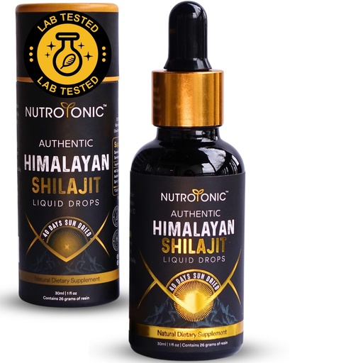 [BRSRMGIEDJ7GY2Q2] NutroTonic® Authentic Himalayan Shilajit Liquid Drops - Shilajit for Men & Women - 60 Days Sun-Dried – Rare Gold Grade A+ – Natural Source of 86% Fulvic & 10% Humic Acid (30ml) (Pack of 1)