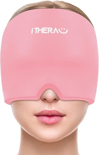 [BRSRMBA6O4PQMELZ] I-THERA-U Migraine Relief Cap, Migraine Ice Head Wrap, Headache Ice Hat, Cold Therapy Headache Relief Cap for Migraine Eyes Mask Pink Headache Ice Pack for Puffy Eyes, Tension, Sinus & Stress Relief