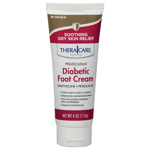 [BRSRAYL2CIPAAYIV] TheraCare Medicated Diabetic Foot Cream | Dimethicone + Petrolatum | Protects and Seals | Relieves Dry Heals | Paraben-Free | Odor-Free | 4.0 oz.