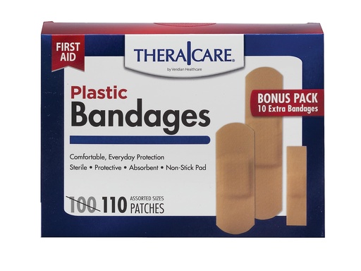 [BRSROEA5OIHWGAD5] TheraCare First Aid Plastic Bandages Assorted Sizes 110 Count