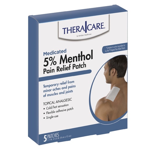 [BRSRGYYNOEOR63I2] TheraCare Cold Hot Medicated Patch | 5% Menthol | Neck, Shoulder, Small Areas | 4.6” x 3.1” | 5-Count