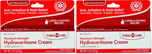 [BRSRAY3ROEOQ2GQ2] Thera Care Hydrocortisone Cream | Maximum Strength OTC | Itch Irritation and Rash Relief | 1 oz (Pack of 2)
