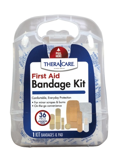 [BRSROEAYCABGCF3B] TheraCare First Aid Bandage Kit | Assorted, 36 Count | Sterile Wound Dressing with Non-Stick Pad