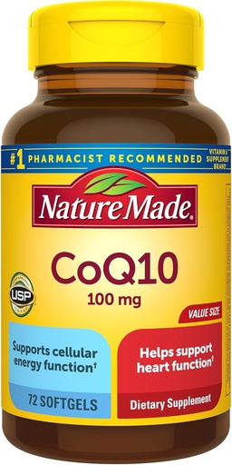 [BRSWIYL5OQEBOEI7] Nature Made CoQ10 100mg, Dietary Supplement for Heart Health Support, 72 Softgels, 72 Day Supply