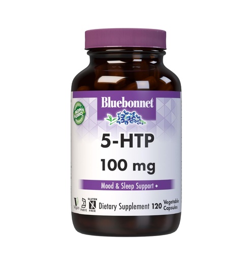 [BRSWKFYQBABR63D2] Bluebonnet Nutrition 5-HTP(Hydroxytrypophan) 100mg, for Neurotransmitter Support*, Supports Positive Mood*, Soy-Free, Gluten-Free, Non-GMO, Kosher Certified, Vegan, White,120 Vegetable Capsule