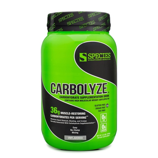 [BRSWKHYNCV5AICTL] Species Nutrition Carbolyze Carbohydrate Powder Supplement, No Bloating or Cramping, High Molecular Weight Micronized Carb Powder Intra & Post Workout. Sugar Free. (Unflavored, 40 Servings)