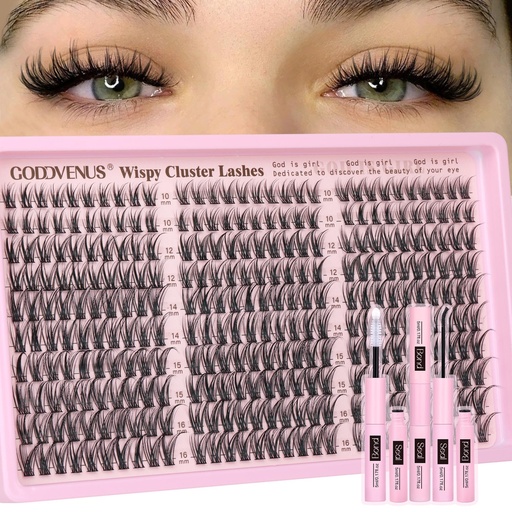 [BRSRAGLRA4FAEEQ2] Goddvenus Lash Clusters Kit Wispy Eyelash Clusters Lashes Natural DIY Lash Extension Kit 10-16mm Cluster Eyelash Extensions Kit 300pcs C Curl Individual Lashes Cluster Eyelash (No Tweezers)