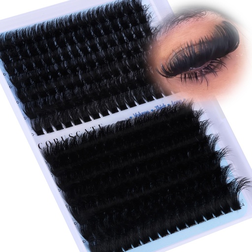[BRSREZIROIPBQETO] CORUSCATE Lash Clusters 160D+260D Eyelash Clusters 12-24mm Long Lash Extension Thick Cluster Eyelash Extensions Volume Strip Mink Lashes Cluster Dramatic Full Salon Look Mega Eyelashes
