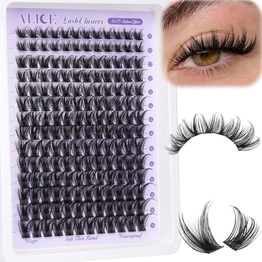 [BRSRAFIYOYIWGDTZ] ALICE Lash Clusters Wispy Eyelash Clusters 10-18mm 168pcs Cluster Eyelash Extensions Natural Volume Lash Extensions DIY Individual Lashes with Soft Thin Band