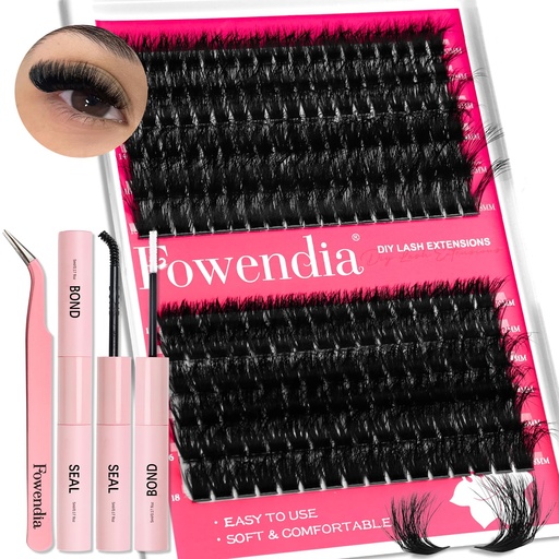 [BRSRAZYQOIMA4G3O] Fowendia Lash Clusters Kit Fluff 80D 100D Individual Lashes D Curly Cluster Eyelash Extensions 10-18mm DIY Lash Extension Kit Lash Bond and Seal Waterproof, Lash Applicator, Thick False Eyelashes Kit