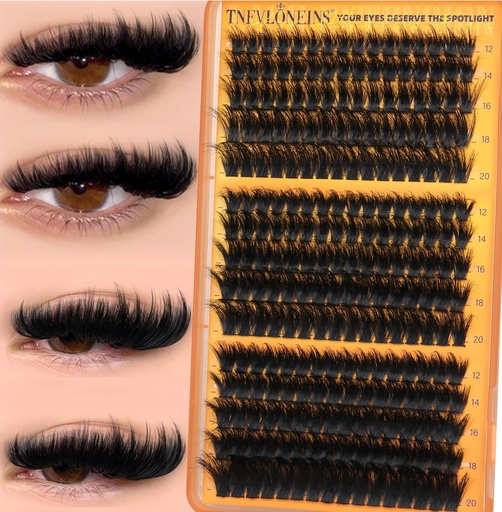 [BRSREAQPOF5Q223A] Fluffy Lash Clusters with Spikes 200D+260D+300D Cluster Eyelash Extensions Thick Eyelash Clusters Faux Mink Individual Lashes Full Volume Cluster Lashes 12-20MM Reusable Eyelashes by TNFVLONEINS
