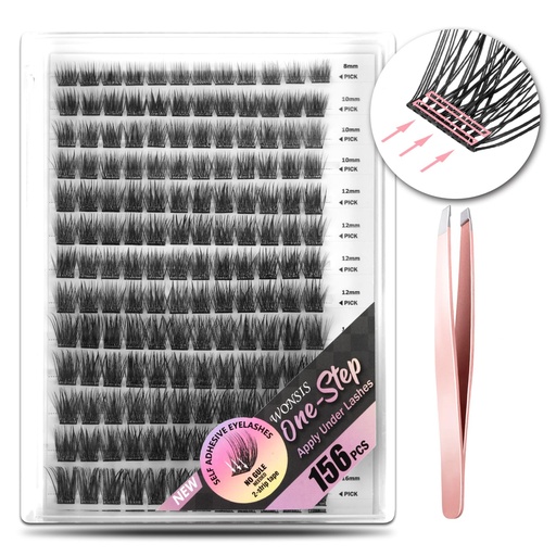 [BRSROBD6DNYGGCD5] Self Adhesive Eyelashes, 156 Pcs Self Adhesive Eyelash Clusters, No Glue Needed, Invisible 2-Strip Tape - Longer Lasting, No Sticky Residue Pre Glued Eyelashes (Volume-Mixed)