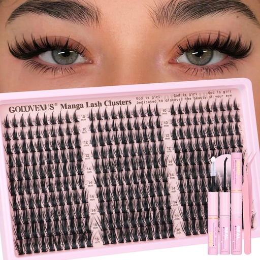 [BRSREEL7CF4AK3LK] Goddvenus Manga Lash Clusters Kit Natural 300 Pcs Cluster Eyelash Extensions Kit Wispy Fairy Fluffy Eyelash Clusters Anime Cosplay Individual Lash Extensions Kit CC Curve 10-16mm