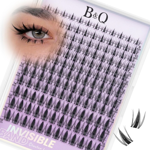 [BRSREYYPO57RQELP] B&Q Fairy Lash Clusters - DIY Lash Extension at Home Beginner-Friendly Manga Lashes, 144pcs Eyelash Clusters with 0.3mm Invisible Band & Waterproof, Salon Look for Daily Work & Parties （Fairy 8-18mm）