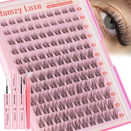 [BRSRGZQFAUBQKCDX] Natural Lash Clusters Kit Short Wispy Eyelash Clusters 8-14MM Clear Band Cluster Lashes Extensions Kit 120Pcs CC-Curly Daily Exquisite Eyelashes Clusters with Bond and Seal and Tweezers
