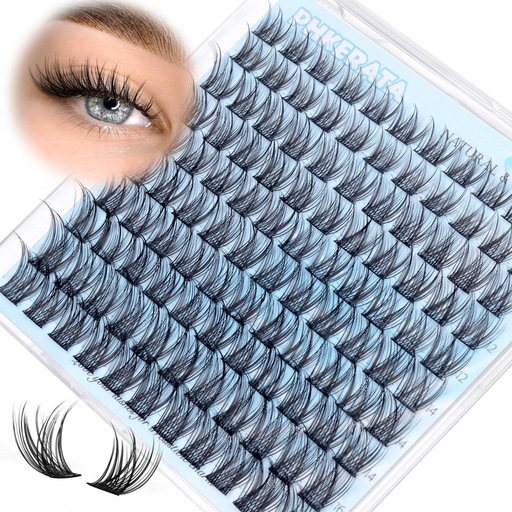 [BRSRAYIBB4MGKCDK] PHKERATA Natural Lash Clusters Wispy Eyelash Clusters, Eyelash Extensions C Curl Individual Lashes, Mix Length Natural Look Lashes with Thin Lash Band, 10-16mm, 110 pcs