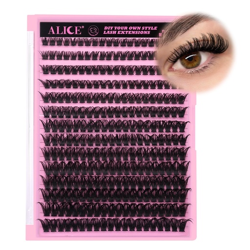 [BRSROGI7AUFWGCL6] 280Pcs Wispy Individual Lashes DIY Eyelash Extensions 8-16MM D-Curly Lash Extensions Lash Clusters 80D Cluster Eyelashes DIY at Home by ALICE
