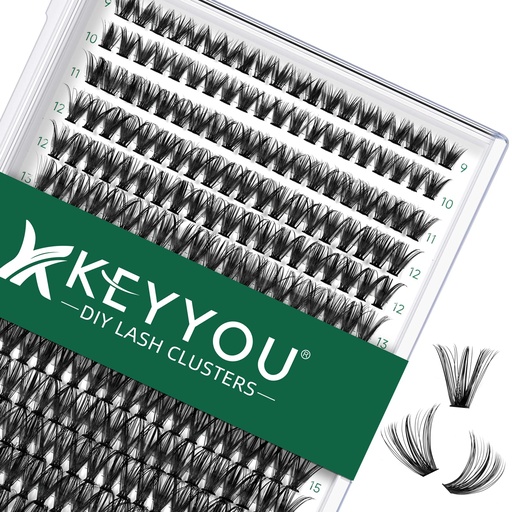[BRSRMCARCF7GC3DV] KEYYOU Lash Clusters 300pcs Individual Lashes, 40D 0.07D Curl 9-18MIX DIY Eyelash Extension, Soft & Natural Volume Cluster Lashes with Large Tray