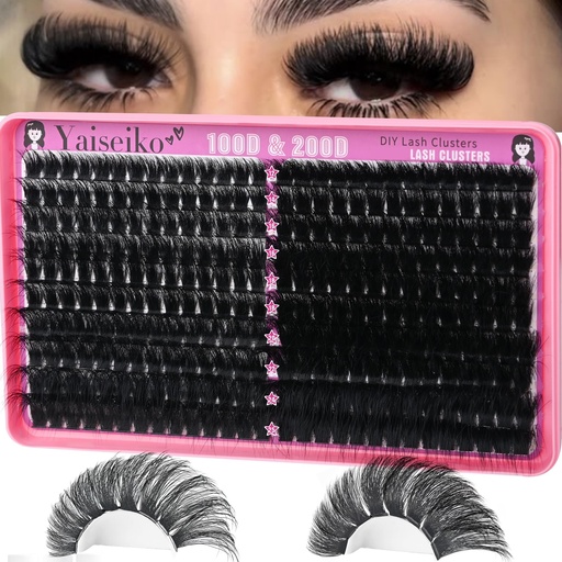 [BRSRAFIRAR7GCEI2] Lash Clusters 100D+200D Thick Eyelash Clusters 12-25mm Wispy Individual Mega Volume Lashes D C Cluster Eyelash Extensions 280Pcs DIY Lash Extension at Home, by Yaiseiko(Plant Fiber)