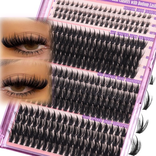 [BRSREFQ7CUFQY3DZ] Volume Lash Clusters Spikes Cluster Eyelash Extensions 60D 80D 100D Thick Spiky Individuals Lashes 5-19mm Mega Wispy Eyelash Extension Fluff DIY D Curly Lash Extension with Bottom Lashes 296Pcs