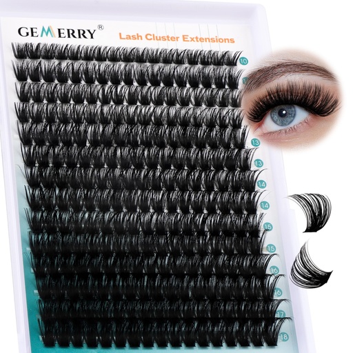 [BRSROCYZOYCQAD3V] Lash Clusters Fluffy Cluster Lashes Extensions Thick 280pcs D Curl Eyelash Clusters DIY At Home Individual Lashes Extension by GEMERRY（80P-10-18mm)