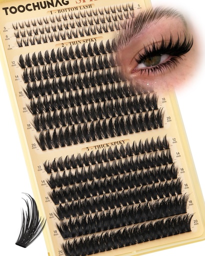 [BRSRE232BAAREYA7] Spiky Manga Lash Clusters 12-20mm Anime Eyelash Clusters 300pcs Cluster Eyelash Extensions Fairy Eyelashes Cluster with Bottom Individual Lashes 80D+100D Volume DIY Lash Extension by TOOCHUNAG