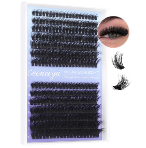 [BRSROHACOJ5AEHTK] Geeneiya Eyelash Clusters Full Lash Extension Mink Thick Cluster Eyelash Extensions 10-18MM Cluster Lashes Individual Wispy Fake Eyelashes, Not Kit (60D+80D, 280Pcs)