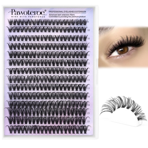 [BRSROZL5PMOQGHTA] Pawotence Lash Clusters 40D 280pcs Cluster Eyelash Extensions 9-16mm Mix Eyelash Clusters Lash Extension Individual Lashes for Self Application (40D, 0.07D, 9-16mm)