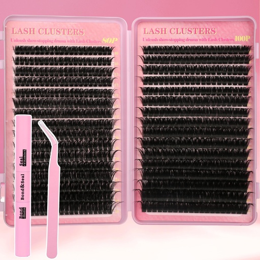 [BRSREZIRAV7AYEI2] Lash Extension Kit Lash Clusters Kit 640Pcs Volume Eyelash Clusters C Curl Lashes Clusters DIY Cluster Eyelash Extensions With Lash Bond and Seal Lash Tweezers